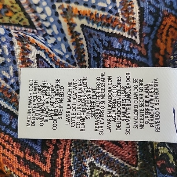 KUT FROM THE KLOTH Zigzag Rainbow Chiffon Button Down Tie Waist Festival Shirt - Picture 10 of 10